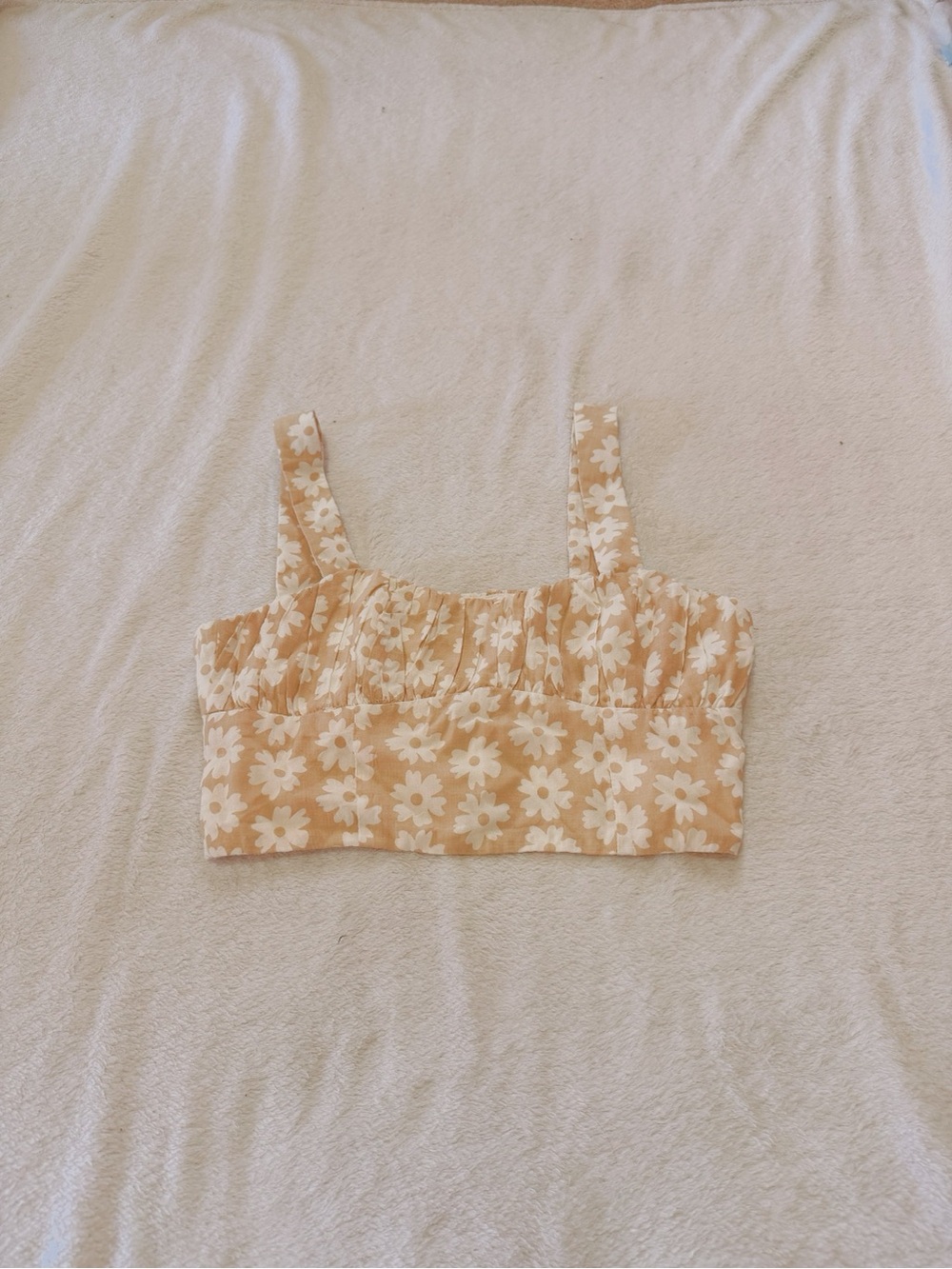 Princess Polly Peach Floral Square-Neck Crop Top